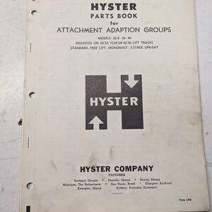 Hyster Parts Manual Book List Attachments Fork Truck Side Shift Carriage Yt-40