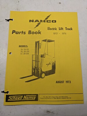 Shaeff Namco Parts Book List Manual Fork Lift 1972-1974 Su 18-15E 20-20E Lc