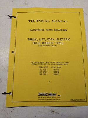 Shaeff Namco Parts List Breakdown Manual Slc 1815 2020 2024 2524 E Fork Lift