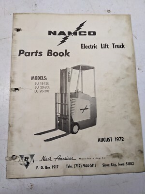 Shaeff Namco Parts Book List Manual Electric Lift Truck 1972 Su 18-15E 20-20E Lc