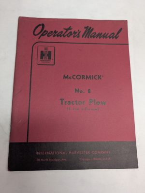 International Harvester Ih Mccormick Operator'S Manual 8 Tractor Plow