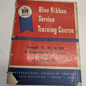 Ih Blue Ribbon Service Manual #12 Farmall Av B Bn International A U-2 Original