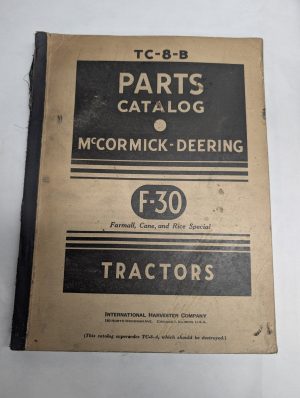Ih Mccormick Deering Parts List Book Catalog Manual Tc-8-B F-30 Tractors Farmall