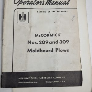 International Harvester Ih Operator'S Manual Mccormick #209 309 Moldboard Plow