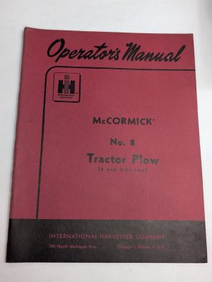 International Harvester Ih Operator'S Manual Mccormick # 8 Tractor Plow