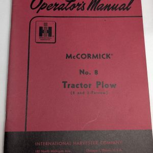 International Harvester Ih Operator'S Manual Mccormick No. 8 Tractor Plow