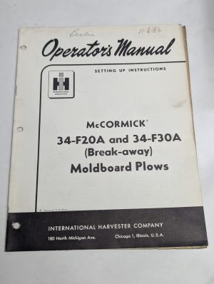 International Ih Operator'S Manual Mccormick 34-F30A F20A Moldboard Plow
