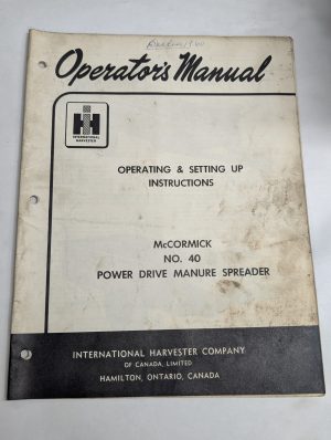 International Harvester Ih Operator'S Manual Mccormick #40 Manure Spreader