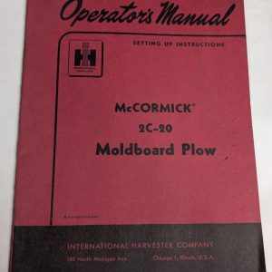 International Harvester Ih Operator'S Manual Mccormick #2C-20 Moldboard Plow