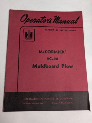 International Harvester Ih Operator'S Manual Mccormick #2C-20 Moldboard Plow