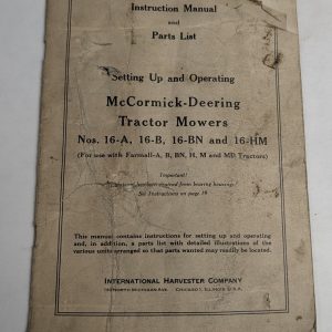 Ih Mccormick Deering Instruction Manual Parts List Tractor Mowers 16 A Bn Hm