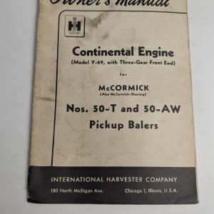 International Harvester Ih Owners Operators Manual Continental Engine Y-69
