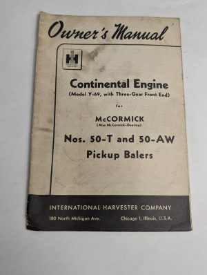 International Harvester Ih Owners Operators Manual Continental Engine Y-69