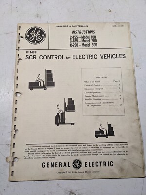 General Electric Scr Control Electric Vehicles C-155 185 290 Model 100 200 300