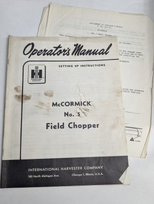 Ih Operator'S Manual Setting Up Instructions Mccormick #5 Field Chopper +