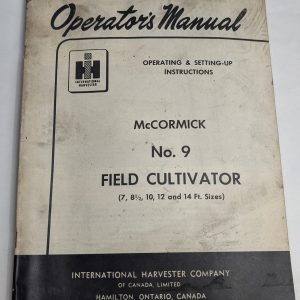 Ih Operator'S Manual Setting Up Instructions Mccormick #9 Field Cultivator