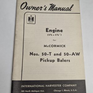International Ih Owners Operators Manual Mccormick Engine Pickup Balers 50 T Aw