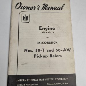 International Ih Owners Operators Manual Mccormick Engine Pickup Balers 50-T Aw
