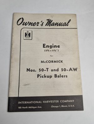 International Ih Owners Operators Manual Mccormick Engine Pickup Balers 50-T Aw