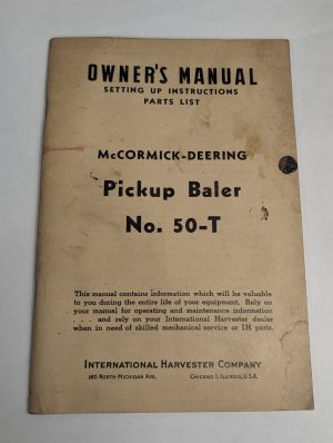 International Ih Owners Parts Book Catalog Manual Mccormick #50-T Pickup Baler