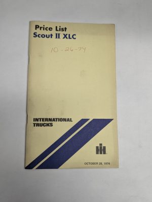 International Truck Revised Price List Scout Ii Xlc 1975 Ordering Information