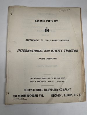 International Ih Advance Parts List Supplement Tc-57 Catalog 330 Utility Tractor