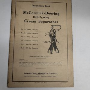 Mccormick Deering Instruction Book Cream Separators #1-#6 Parts List Manual 1939