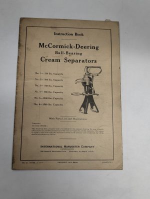 Mccormick Deering Instruction Book Cream Separators #1-#6 Parts List Manual 1939