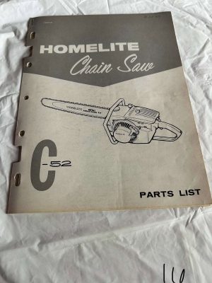 Homelite Chainsaw C-52 Perma-Hard Tip Parts List Sales Manual Catalog Specs