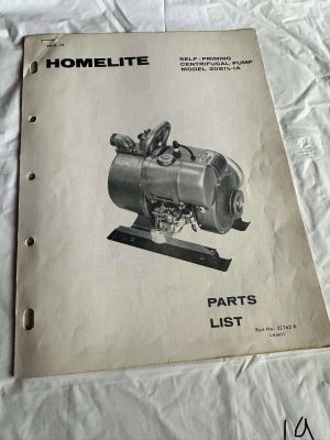Homelite Self-Priming Centrifugal Pump Model 20S11/21-A Part List Sales Manual