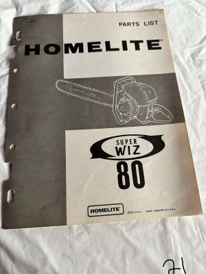 Homelite Chainsaw Super Wiz 80 Parts List No. 24438 Sales Manual Catalog Specs