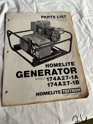 Homelite Textron Generator Model 174A27-1A & 174A27-1B Assembly Sales Manual