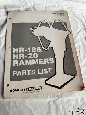 Homelite Textron Hr-18 & Hr-20 Rammers Parts List Sales Manual