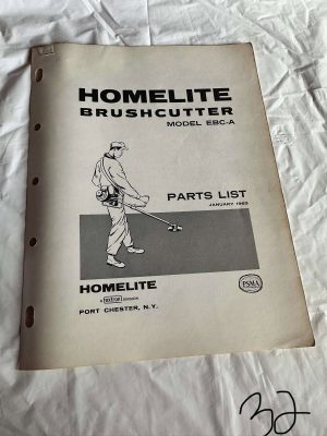 Homelite Textron Brushcutter Model Ebc-A Parts List Year 1963 Sales Manual