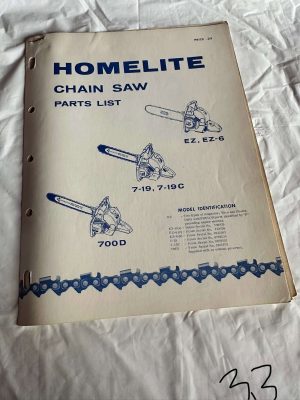 Homelite Textron Chainsaw Ez, Ez6, 7-19; -19, 700D Parts List Sales Manual