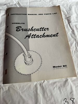 Homelite Textron Brushcutter Attachment Model Bc Parts List Sales Manual