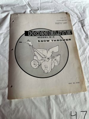 Homelite Textron Model 2-4 Snow Thrower Part #24596 Assembly Sales Manual