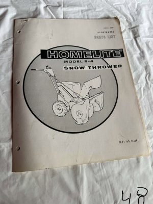 Homelite Textron Model 2-4 Snow Thrower Part #24596 Assembly Sales Manual
