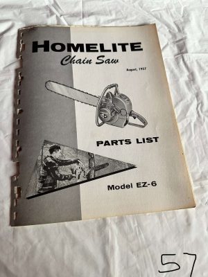 Homelite Chainsaw Model Ez-6 Parts List August 1960 Assembly Sales Manual