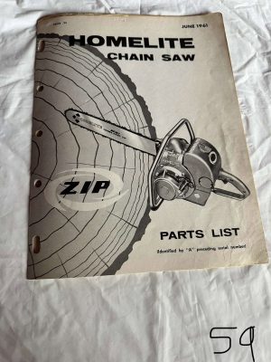 Homelite Chainsaw Zip Parts List #23311-A June 1961 Assembly Sales Manual