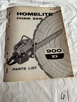 Homelite Chainsaw 900D Parts List April 1960 Assembly Breakdown Sales Manual