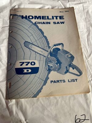 Homelite Chainsaw 770D Parts List #23641 May 1962 Assembly Sales Manual