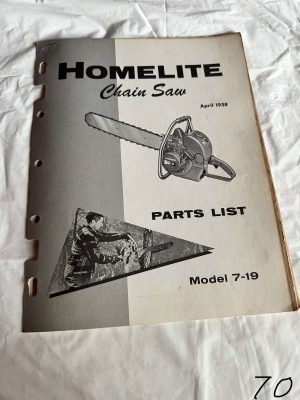 Homelite Chainsaw Model 7-19 Parts List Assembly Breakdown 1958 Sales Manual