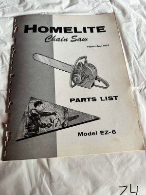 Homelite Chainsaw Model Ez-6 Parts List September 1957 Assembly Sales Manual