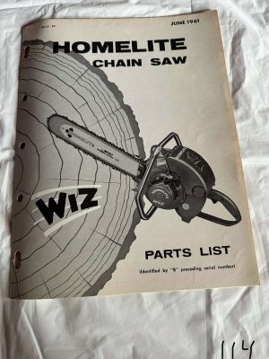 Homelite Textron Chainsaw Wiz Parts List #23478-A June 1961 Sales Manual