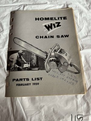 Homelite Textron Chainsaw Wiz Parts List February 1961 Assembly Sales Manual