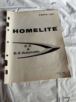 Homelite Textron Chainsaw Ez/ Automatic Parts List 24323 Assembly Sales Manual
