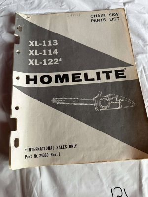 Homelite Textron Xl-113, 114, 122 Chain Saw Parts List No. 24360 Sales Manual