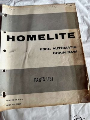 Homelite Textron Chainsaw 1130G Automatic Parts List No. E11740Z Sales Manual