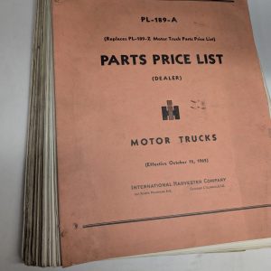 International Harvester Ih Motor Trucks Parts Price List Pl-189-A 1962 October